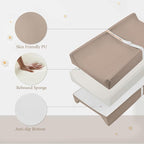 Baby Diaper Changing Pad, PU Compressed Waterproof Portable Wipeable Diaper Mat for for Travel, Fits Dressers & Tables (Khaki)