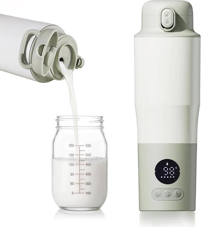 Portable Bottle Warmer for Travel – 15oz 316 Stainless Steel, 16000mAh Battery, Fast Heating & Precise Temp Control, Car Cup Fit, Long Battery Life, Perfect for Outdoor or On-The-Go Moms