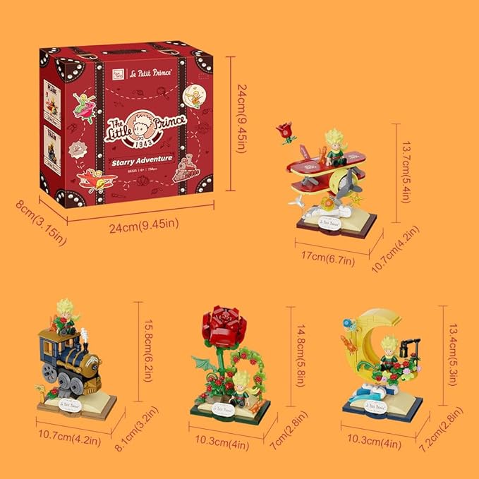 PANTASY Le Petit Prince Building Block Set Adults & Kids Collectible Brick Model,Rose,Train,Moon & Airplane Figures,Le Petit Prince Creative DIY Building Toys Gift for Fans of Stories