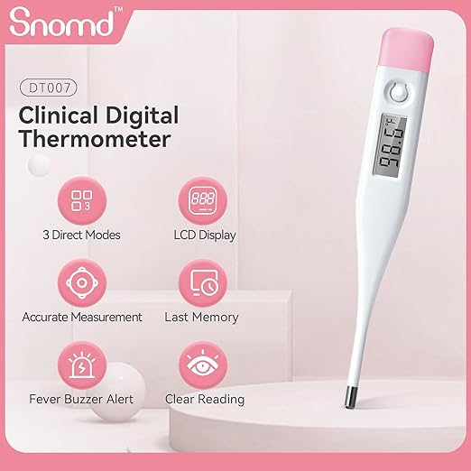 Digital Oral Thermometer for Adults and Children with LCD Display, Oral Thermometer for Baby with Fever Alarm Rectal & Underarm Use, Fast Reading Thermometer