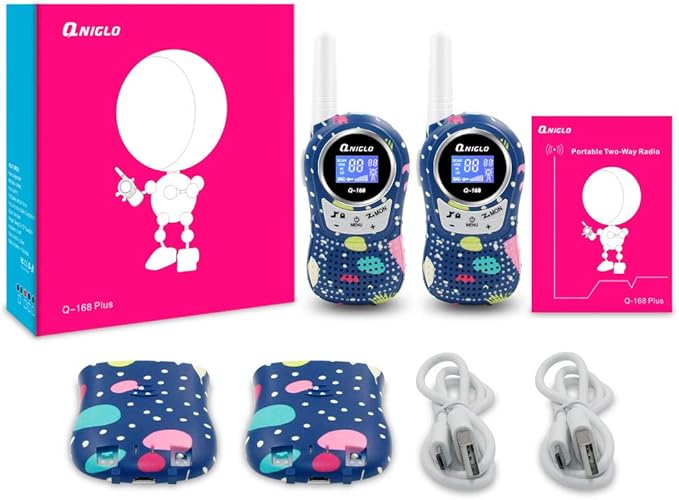 Qniglo Walkie Talkies for Kids - Rechargeable Kids Walkie Talkies with Clear Sound, Long Range - Perfect Birthday for 3-8 Year Old Boys Girls - Outdoor Adventures, Camping, Hiking