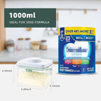 1000ml Formula Travel Container Airtight Formula Dispenser On The Go, 11OZ, 0.66LB, 300g, Clear