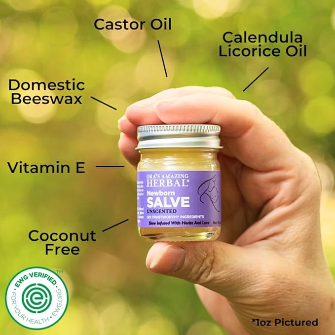 Ora's amazing Herbal, Newborn Salve, Diaper Rash Cream, Calendula Baby Balm, EWG Verified Baby Ointment, Acne Eczema, Butt Cream, Infant Massage, Natural Paraben Free, Good for Sensitive Skin