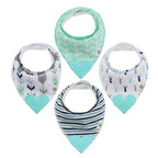 Pickle & Olive Baby Bandana Teething Bibs with Attached Silicone Teether, Set Of 4 - Blue Deer