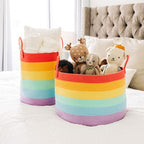 OrganiHaus Tall Rainbow Rope Blanket Basket for Living Room Decor, Cute Woven Baby Laundry Basket, Baby Nursery Hampers for Toys, Kids Laundry Hamper for Dirty Clothes, Decor for Kids Classroom