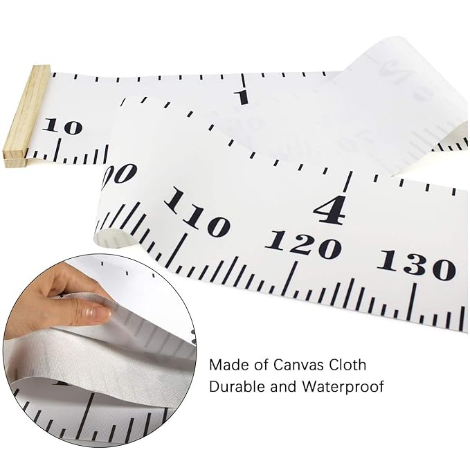 Growth Chart Wall Hanging, Portable Kids Wall Ruler Removable Height Measure Chart for Boys Girls Growth Ruler from Baby to Adult for Child's Room Decoration 79''7.9''