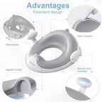 ANGELBLISS Baby Potty Training Toilet Seat with Soft Cushion Handles, Haute Collection, Double Anti-Slip Design and Splash Guard for Boys and Girls (Grey)