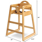Wooden High Chair for Baby & Toddler – Restaurant-Style Stackable HighChair with Commercial Grade Solid Wood for Dining Table & Kitchen – Compact & Portable Design for Home & Restaurant Use -Natural