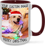Ship Next Day Custom Mug Design Your Own Photo Text Personalized Picture Gifts for Women Men Customized Gifts Idea Personalized Coffee Mugs 15oz Dark Red Handle
