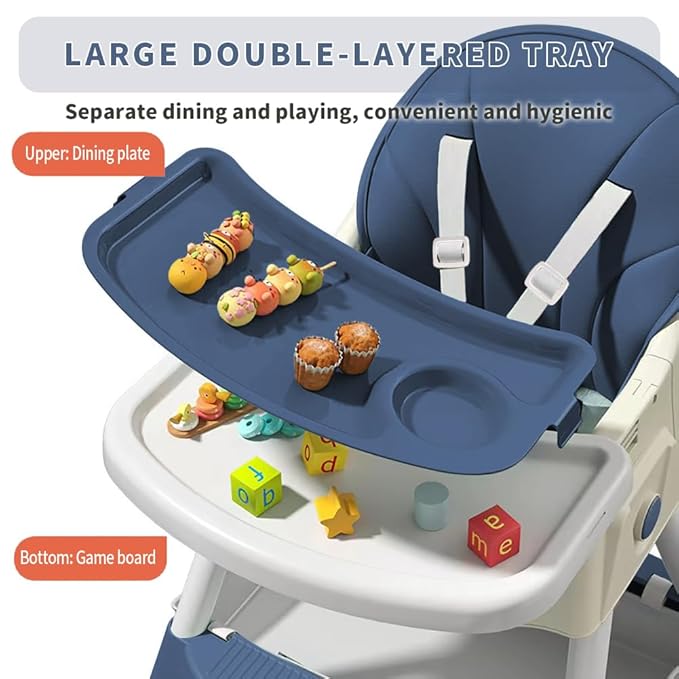 High Chairs for Babies and Toddlers, 4 in 1 Convertible Baby High Chair, Portable High Chair for Travel with Adjustable Height and Back, Foldable HighChair with Wheels& Pu Cushion