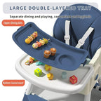 High Chairs for Babies and Toddlers, 4 in 1 Convertible Baby High Chair, Portable High Chair for Travel with Adjustable Height and Back, Foldable HighChair with Wheels& Pu Cushion