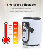 Bottle Warmer, Baby Milk Warmer with 5-Speed Temperature Control, Stable Constant Warming with LED Display, Requires Power Source, USB Powered with 18W Adapter, Suitable for Home and Travel