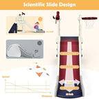 BABY JOY Toddler Large Slide, 6 in 1 Slide for Kids with Basketball Hoop, Ring Toss, 2 in 1 Convertible Climbing Way, Freestanding Kids Slide Climber Set for Indoors Outdoor Boys Girls Gifts Present