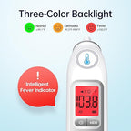 Ear Thermometer, Highly Accurate Ear Thermometer for Kids, Adults and Babies, 30 Memory Recall, 1s Result and 3-Color Fever Alert, with 24 Disposable Probe Covers, Gray