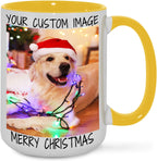 Ship Next Day Custom Mug Design Your Own Photo Text Personalized Picture Gifts for Women Men Customized Gifts Idea Personalized Coffee Mugs 15oz Yellow Handle