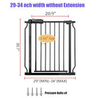 Walk Through Baby & Dog Gate 29-34 Inch, Tension Mounted No Drilling, Indoor Safety Gate for Stairs & Doorways, Metal Design for Kids and Pets, Black