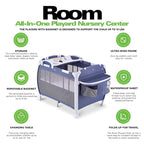 Joovy Room-Playard, Nursery Center, Bassinet, Changing-Table, Slate