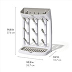 OXO Tot Space-Saving Baby Bottle Drying Rack, Compact Dish Drying Rack with Removable Trays, Countertop Bottle Organizer for Baby Bottles, Nipples, Pacifiers and Lids, BPA Free, Dishwasher Safe