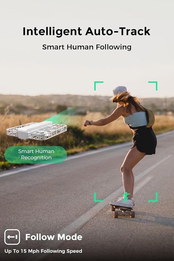 X1 Drone with Camera, Self-Flying Camera Drone with Follow Me Mode, Foldable Mini Drone with HDR Video Capture, Palm Takeoff, Intelligent Flight Paths, Hands-Free Control Black (Standard)