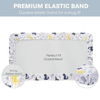 Plushii Crib Sheets for Baby Boys 4 Pack, 28"x 52" Extra Soft Microfiber Crib Sheet Set for Standard Crib & Toddler Mattress Pad, Dinosaur & Elephant & Stars & Navy Blue