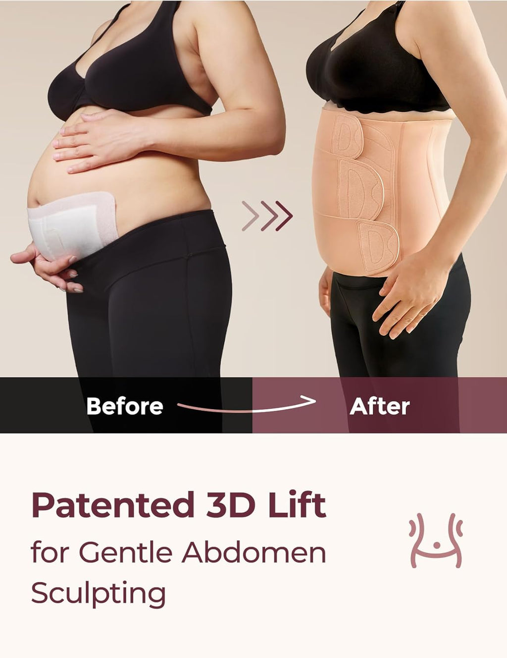 Momcozy Ergowrap Postpartum Belly Band for Natural and C-Section Recovery, Abdominal Binder with 3D Abdomen Lifting & Ergonomic Back Support, Seamless Belly Wrap Shapewear for Post Surgery Recovery