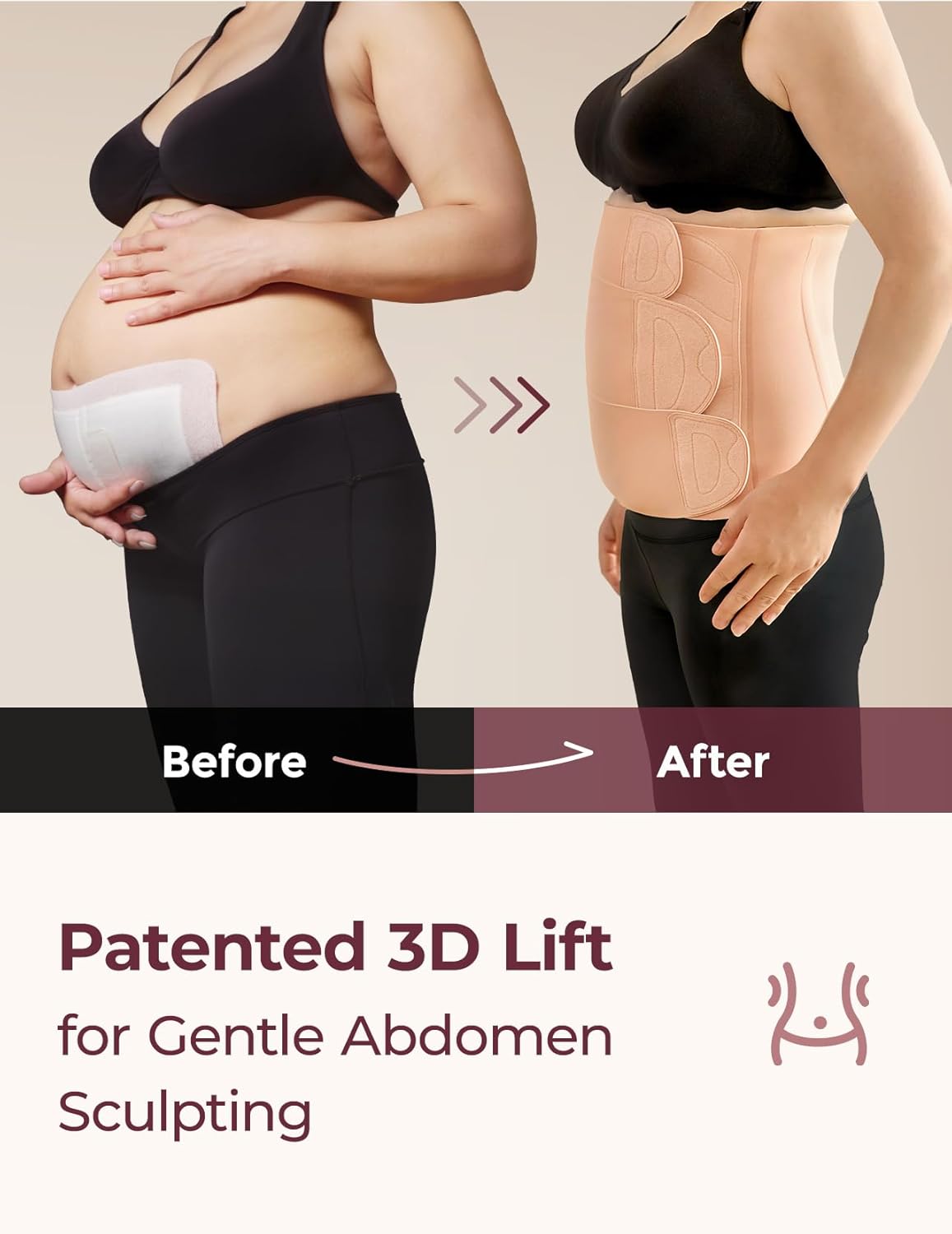 Momcozy Ergowrap Postpartum Belly Band for Natural and C-Section Recovery, Abdominal Binder with 3D Abdomen Lifting & Ergonomic Back Support, Seamless Belly Wrap Shapewear for Post Surgery Recovery