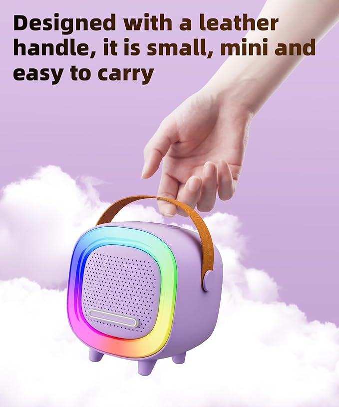 Mini Karaoke Machine Speaker for Kids Adults, Portable Bluetooth with 2 Wireless Microphones, Children's Day Birthday Gift Ideas for Toys for Teens Boys and Girls Aged 4, 5, 6, 7, 8, 9, 10, 11, 12+