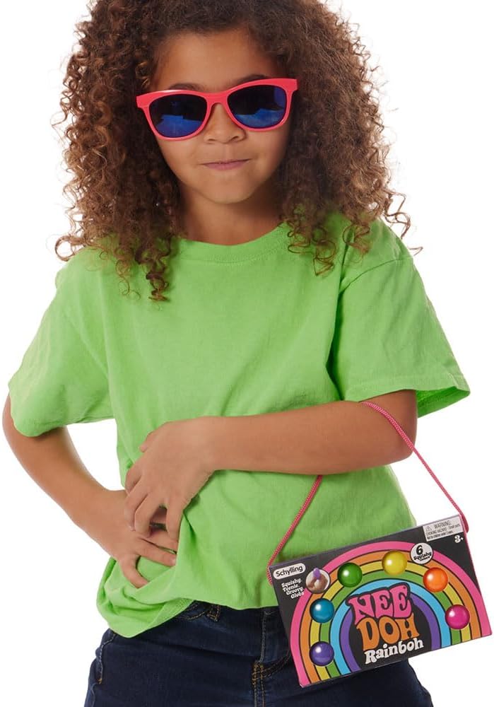 Schylling NeeDoh Rainboh Teenie - Sensory Fidget Toy - 6 Mini Groovy Globs - Ages 3 to Adult