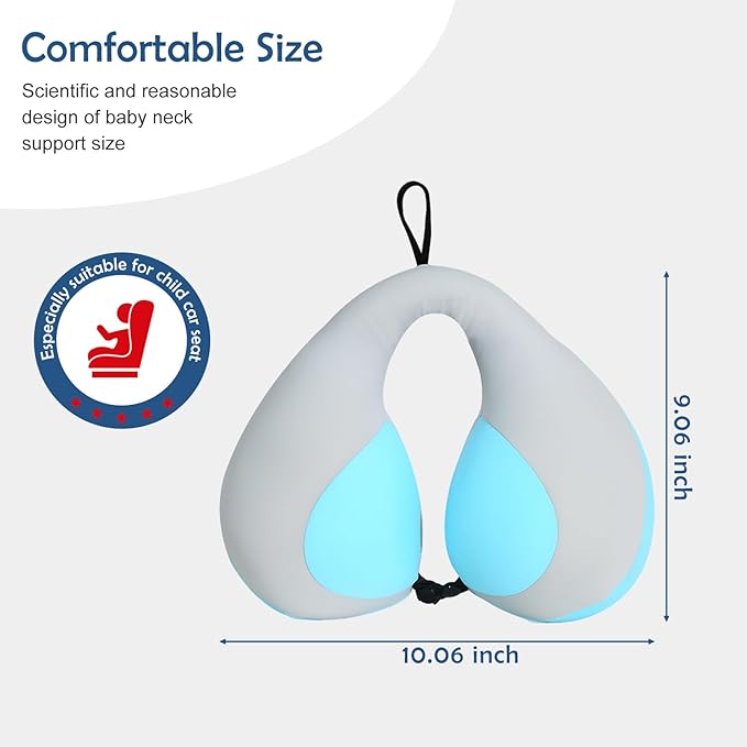 MOOB Kids Travel Pillow for Car Seat Kids U-Shape Travel Neck Pillow Support Children Stroller Pillow Blue