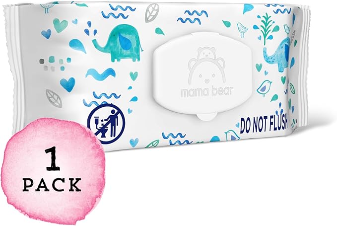 Amazon Brand - Mama Bear 99% Water Baby Wipes, Hypoallergenic, Fragrance Free, 72 Count