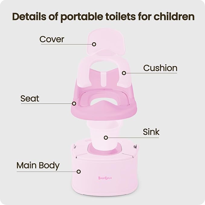 3 in 1 Potty Training Toilet, Toddler Potty Training Seat, Baby Potty Trainning Step Stool, Potty Trainer for Boys and Girls, Pink
