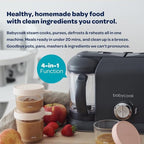 BEABA Babycook Duo 4 in 1 Baby Food Maker, Puree Steamer and Blender for Purees, Grinder with Auto Steam Cooking, Lrg 9.1 Cup Capacity, Makes 54 Servings in 20 Mins, Midnight