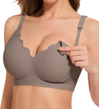 HBselect 3Pack Nursing Bras for Breastfeeding Seamless Scalloped Maternity Bras for Pregnancy Ultra Comfort Sleep Bras