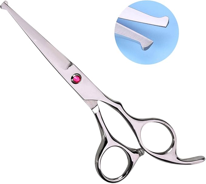 Kids Hair Cutting Scissors Set Professional 6.5 inch Saftey Round Head Hair cut Scissors Kit with Cutting Thinning Scissors Hairdressing Shears Set for Barber Salon （red）