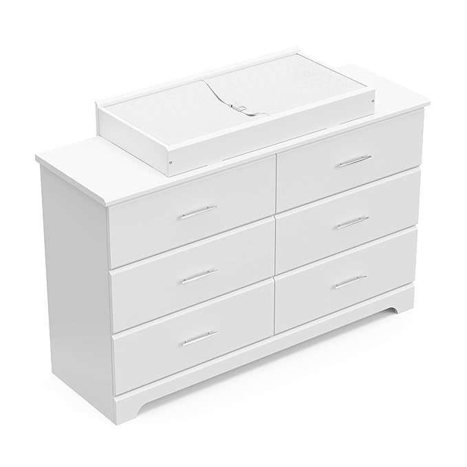 Storkcraft Brookside 6-Drawer Dresser (White) – GREENGUARD Gold Certified, White Dresser for Bedroom, Kids & Nursery Storage Chest, Safety Interlocking Drawers, Pre-Installed Tracks, Kids Chest