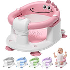 TPN Baby Bath Seat for Babies 6 Months & Up, Non-Slip Toddler Bath Seat with 5 PCS Waterproof Emoji Stickers, Portable Infant Bath Seat for Baby(Pink)