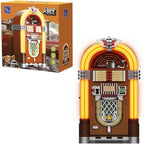 PANTASY Retro Jukebox Building Kit with Coin & Sound Function, Mechanical Music Box Model with Acrylic Records, Recording Studio & Minifigure, Collectible Construction Toy Gift for Adults and Teens