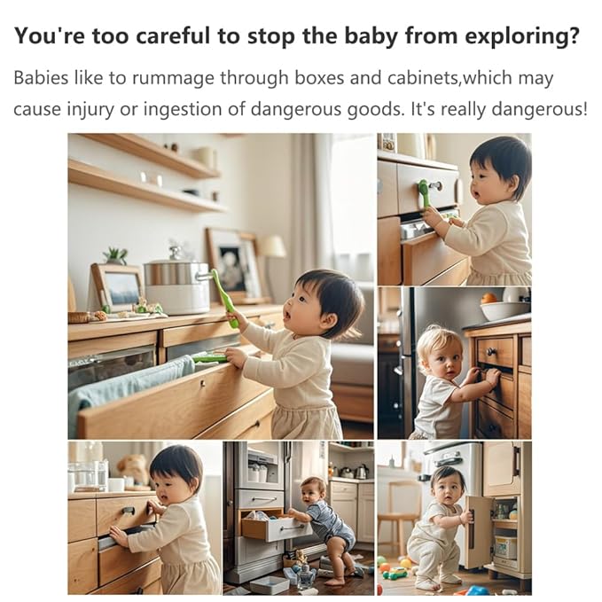 Child Safety Strap Locks (10 Pack) Baby Locks for Cabinets and Drawers, Toilet, Fridge & More. Adhesive Pads. Easy Installation, No Drilling Required, White/Gray (White, 10 pcs (Pack of 1))