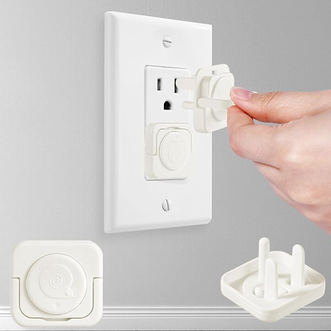 Outlet Covers Baby Proofing, 48 Pack Child Proof Plug Socket Covers Electric Plug Protectors Safety Caps with Hidden Pull Handle, for US 3-Prong, Snail