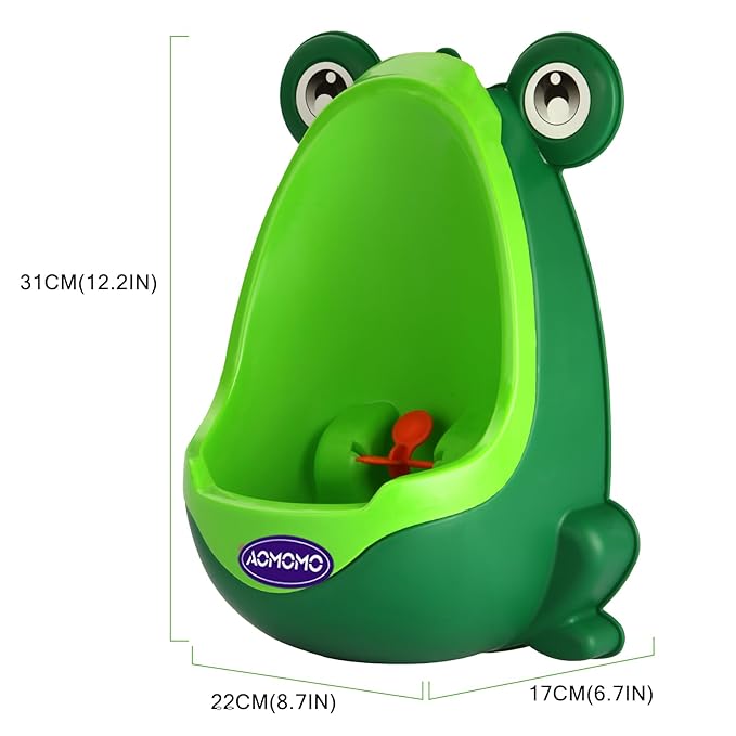 Toddler Urinal for Boys, Frog Potty Training Toilet with Spinning Target, Ages 1-6 (Green)