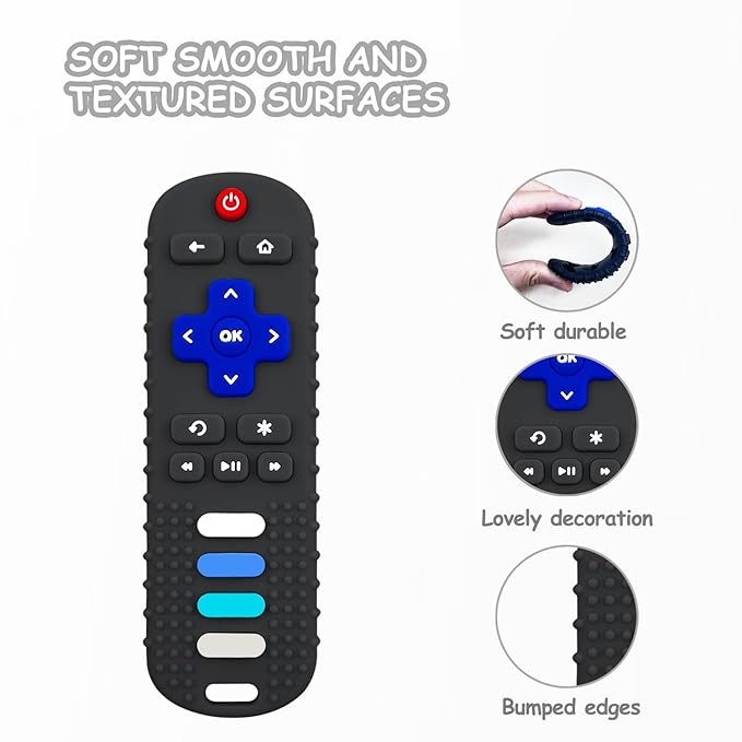YAPROMO Baby Teething Toys, 2 Pcs TV Remote Teether for Babies, Food Grade Teething Remote, Silicine Chew Toy BPA Free