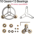 Pure Brass Fidget Spinner Gears Linkage Fidget Toy Metal DIY Hand Spinner Spins Long Time EDC Focus Meditation Break Bad Habits ADHD with Multiple Premium Bearings (13 Bearings White)