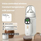Portable Bottle Warmer for Travel, Warm for 6-10 Hours, Baby Bottle Warmer with Sound Voice Control, Travel Bottle Warmer for Breastmilk