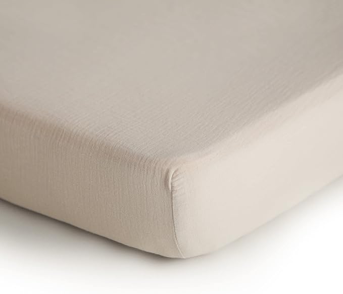 mushie Extra Soft Muslin Fitted MINI Crib Sheet | 24"x 38" (Fog)