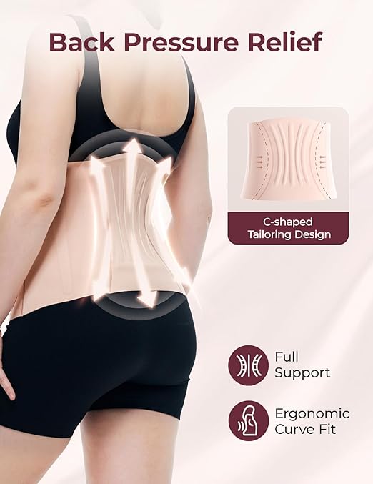 Momcozy Ergowrap Postpartum Belly Band for Natural and C-Section Recovery, Abdominal Binder with 3D Abdomen Lifting & Ergonomic Back Support, Seamless Belly Wrap Shapewear for Post Surgery Recovery