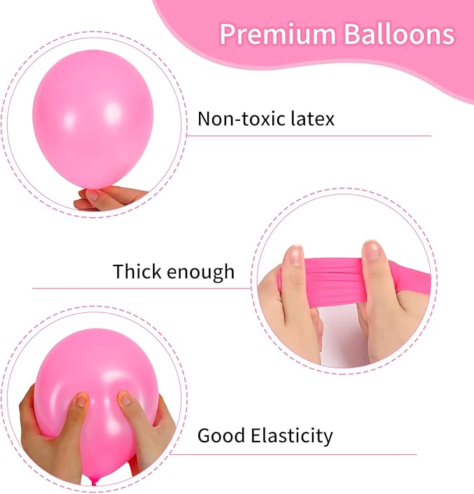RUBFAC 129pcs Pink Balloons Different Sizes 18 12 10 5 Inches for Garland Arch, Pink Balloons for Valentine's Day Birthday Baby Shower Gender Reveal Wedding Party Decoration