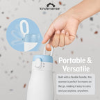 KinderSense® Portable Bottle Warmer for Travel - 12 Fl Oz Large Capacity 55W Power - Breastmilk, Water, Baby Formula- Fast Heating, Leakproof, LED Display + Preset Timer | 18W QC Charger