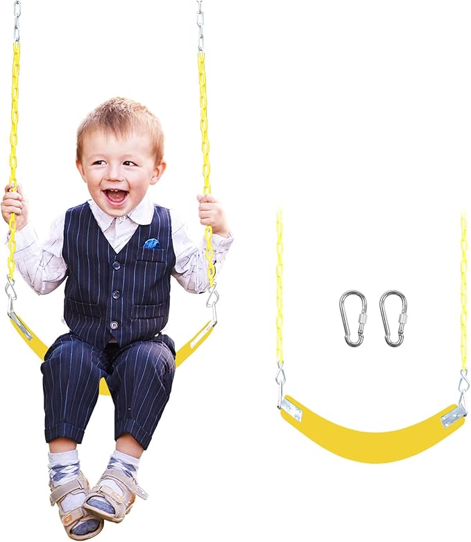 Swing Set for Kids with 66” Chain-Play Swing for Adults with Stainless Steel Mental Taiangle Ring-Suitable for Family Backyard-Play Swing Set (AB010002-7)