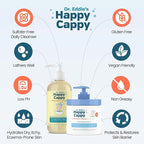 Happy Cappy Baby Shampoo and Body Wash and Moisturizing Cream Bundle - Eczema Body Wash and Lotion for Kids, Toddler, Adults, Helps with Dryness, Reduces Itching, Dermatologist Tested, Fragrance-Free