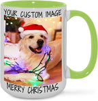 Ship Next Day Custom Mug Design Your Own Photo Text Personalized Picture Gifts for Women Men Customized Gifts Idea Personalized Coffee Mugs 15oz Light Green Handle